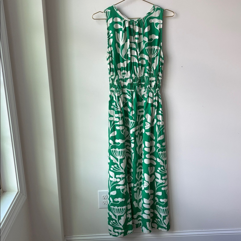 Compania Fantastica Floral Print Long Dress in Green Ivory Resort Church Size S - Picture 3 of 15